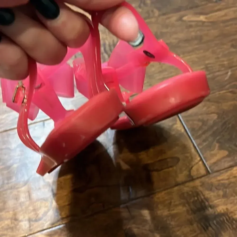Mini Melissa Hot Pink Bow Jelly Sandal, 2!